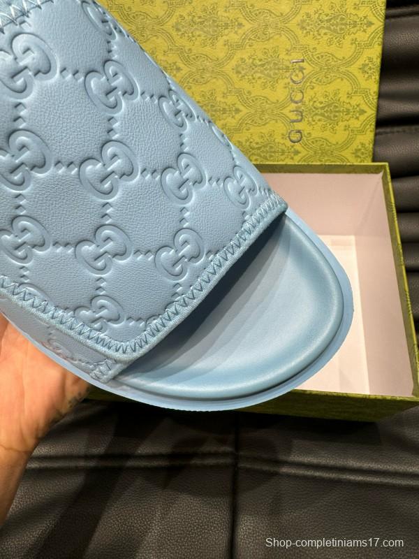 2024 Slippers Gucci Light Blue Synthetic Leather Slippers MJ00200