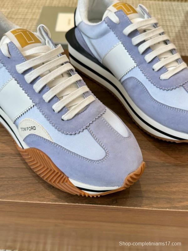 2025 Unisex TOM FORD Blue White Black Leather Suede Sneakers LY00360(LY00370)