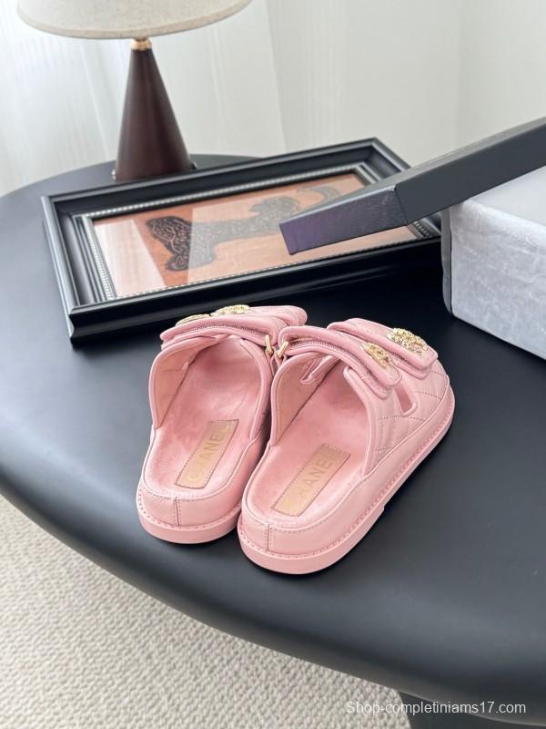 2025 Women Chanel Pink Leather Sandals LY00310