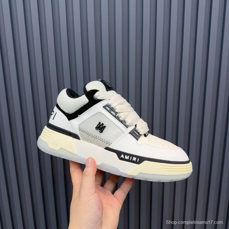 2024 Unisex Amiri White Black Leather Sneakers MJ00360