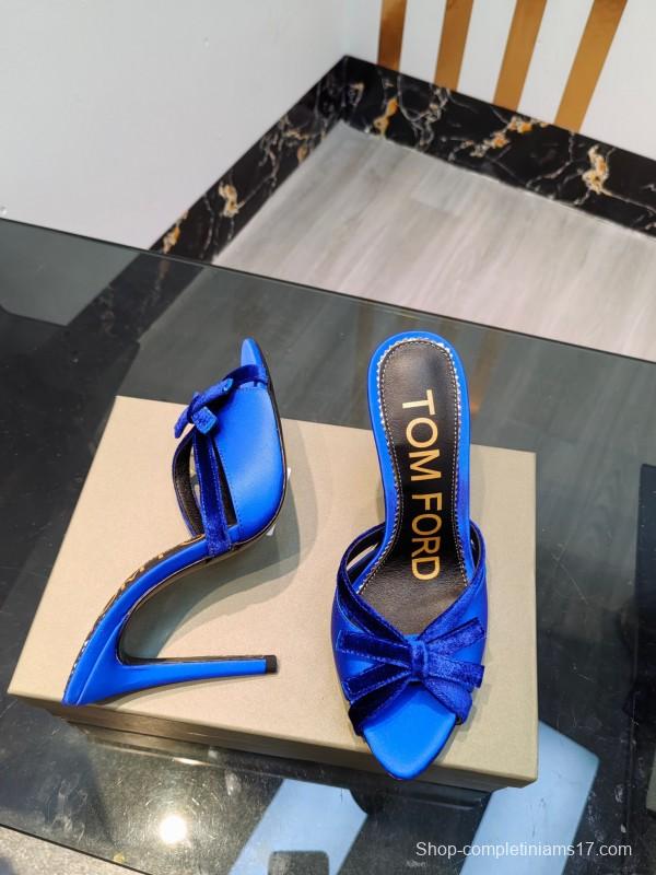 2025 Women TOM FORD Blue Velvet High Heel Mules