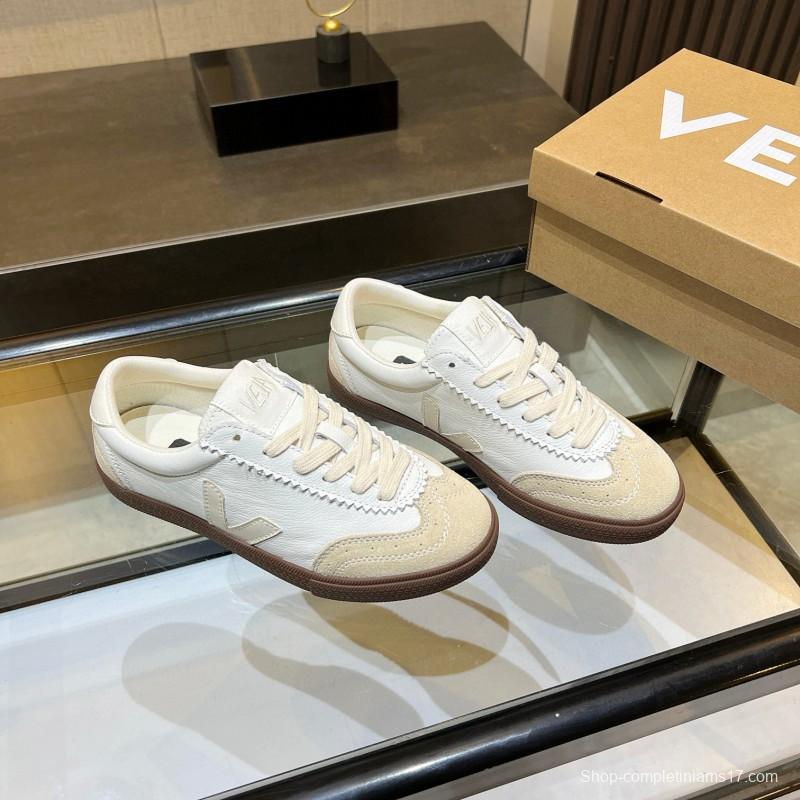 2025 Women VEJA White Beige Leather Suede Sneakers MJ00251