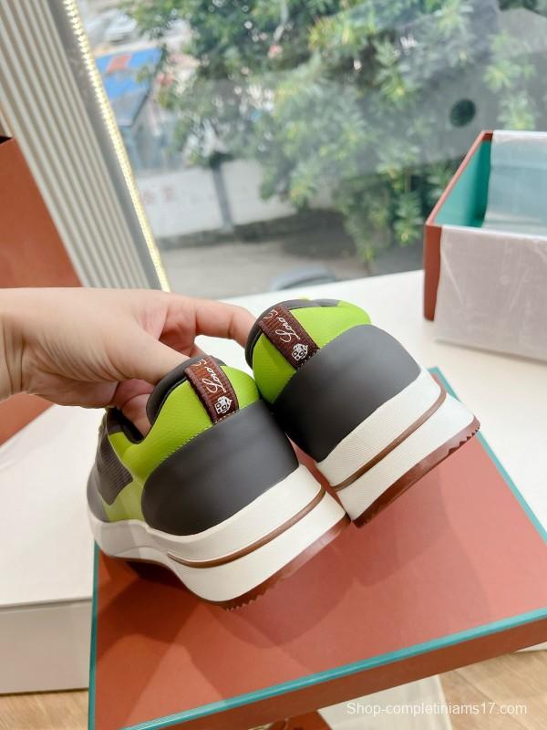 2024 Unisex Le Parmentier Grey Green Knit Sneakers