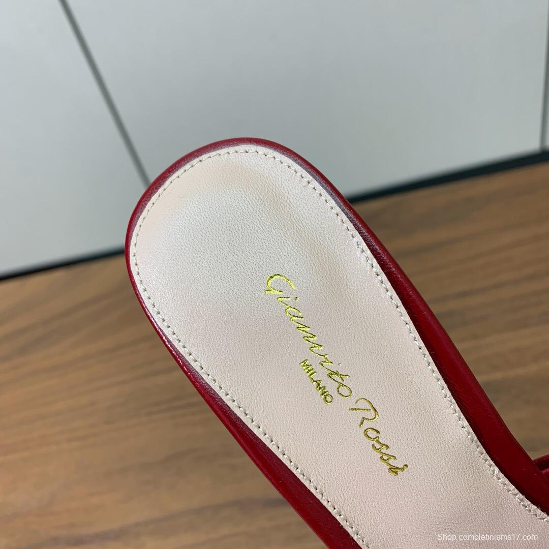 2025 Women Gianvito Rossi Red Leather High Heel Mule KFY00280