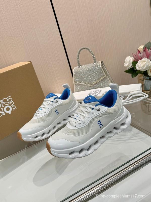 2025 Women Loewe White Blue Mesh Leather Sneakers
