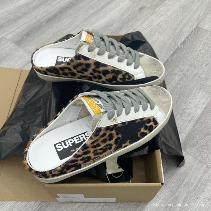 2025 GGDB White Black Leopard Print Suede Leather Slip-On Sneakers