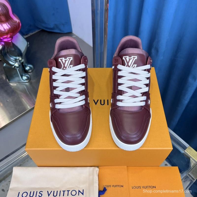 2025 Unisex Louis Vuitton Purple White Leather LV Trainer