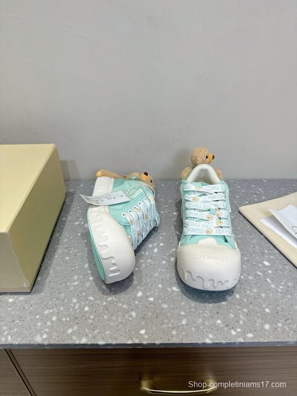 2025 Women 13DE MARZO Light Blue White Canvas Leather Casual Shoe KFY00280