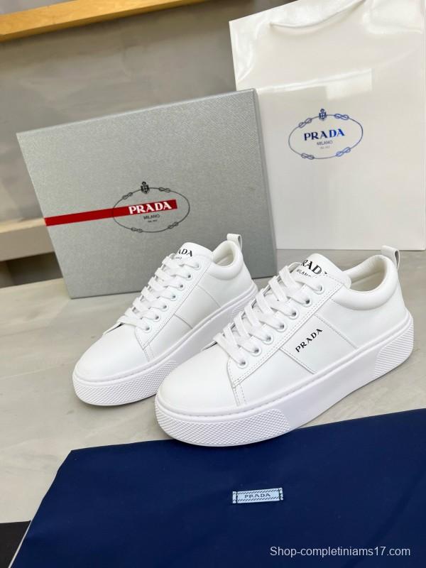 2024 Unisex Prada White Leather Sneakers MJ00310
