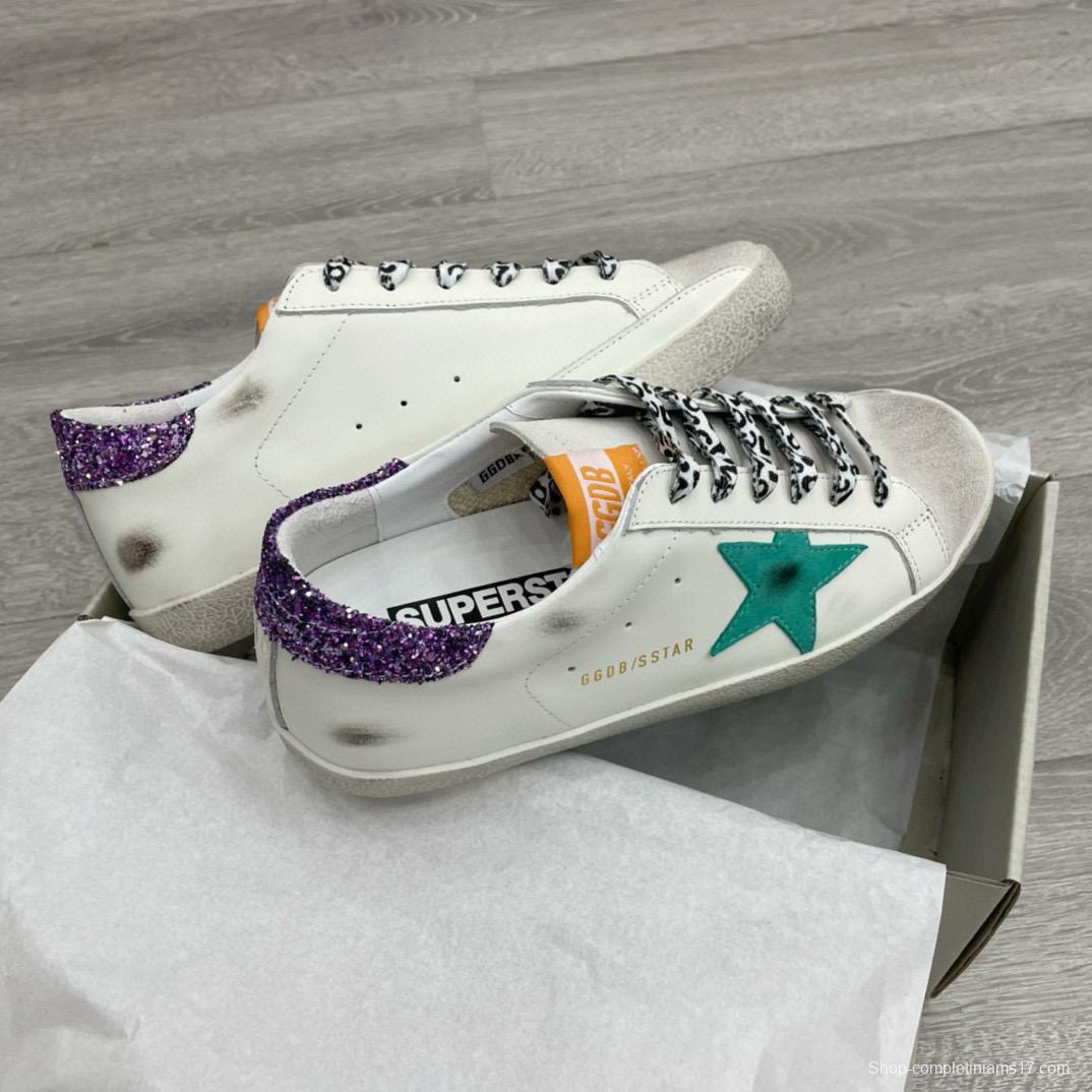 2025 Women GGDB White Green Suede Leather Sneakers