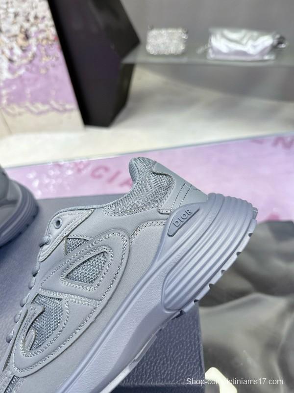 2024 Unisex Dior Stone Island Grey Mesh Tech Fabric B30 Sneakers MJ00330