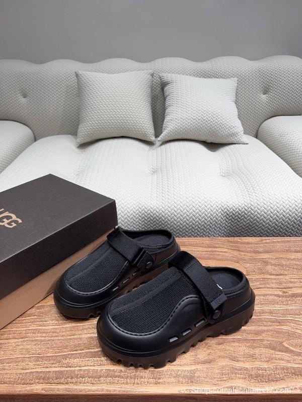 2025 Unisex UGG Black Textile Rubber Slippers Strap KFY00220(F)/KFY00230(M)