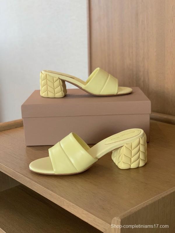 2025 Gianvito Rossi Yellow Leather Slippers KFY00260