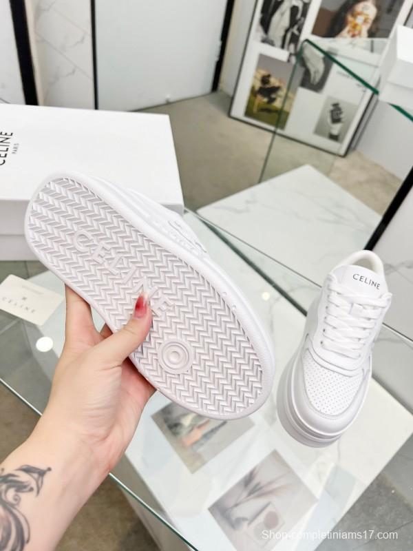 2025 Women CELINE White Leather Sneakers