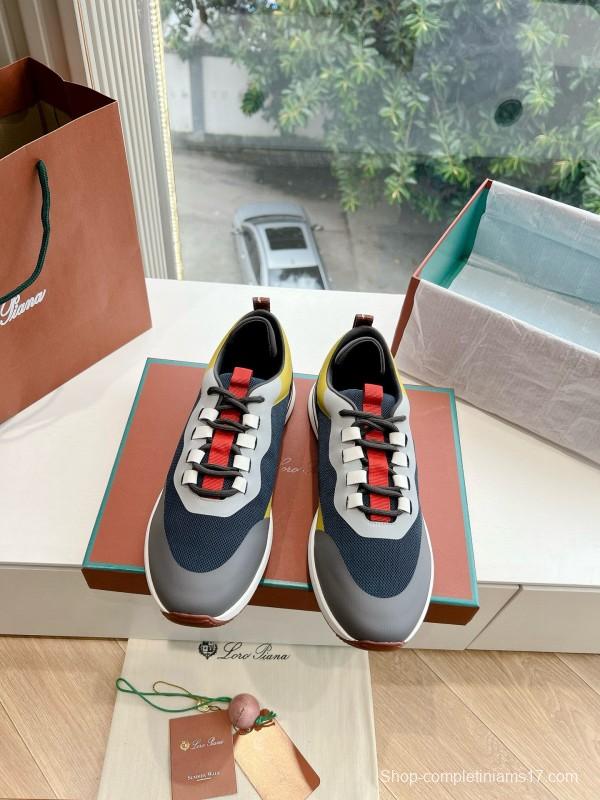 2024 Unisex Le Parmentier Yellow Navy Grey Knit Sneakers Top Version MJ00340