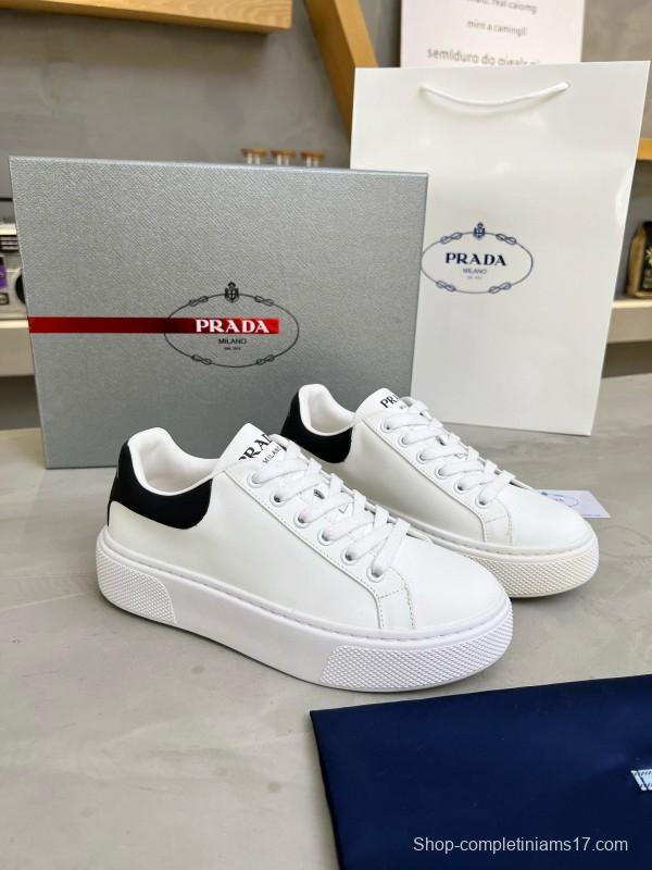 2024 Unisex Prada White Black Leather Sneakers MJ00310