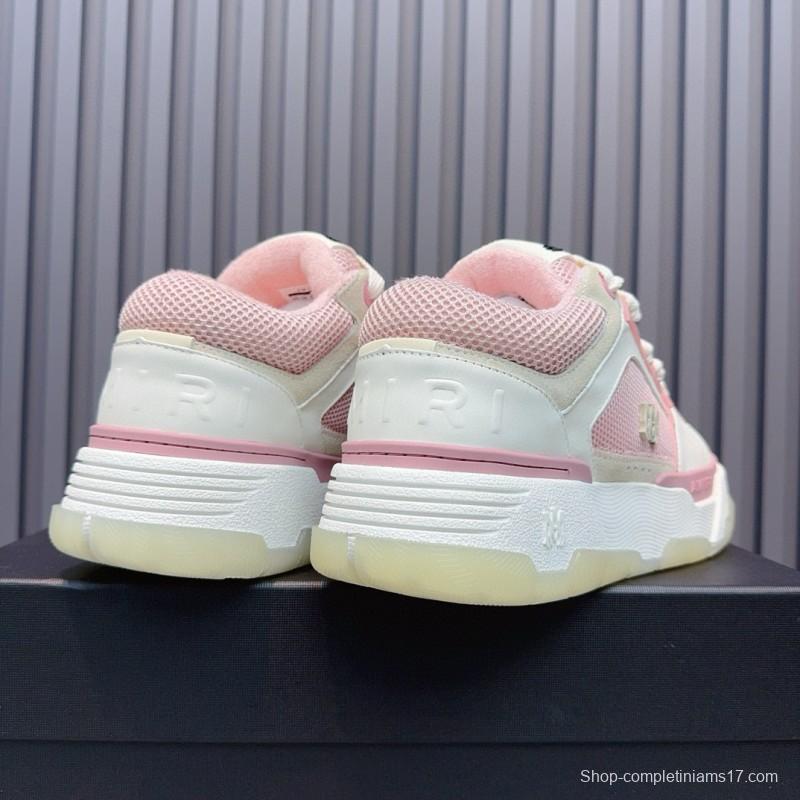 2024 Women Amiri Pink White Leather Mesh Sneakers MJ00360