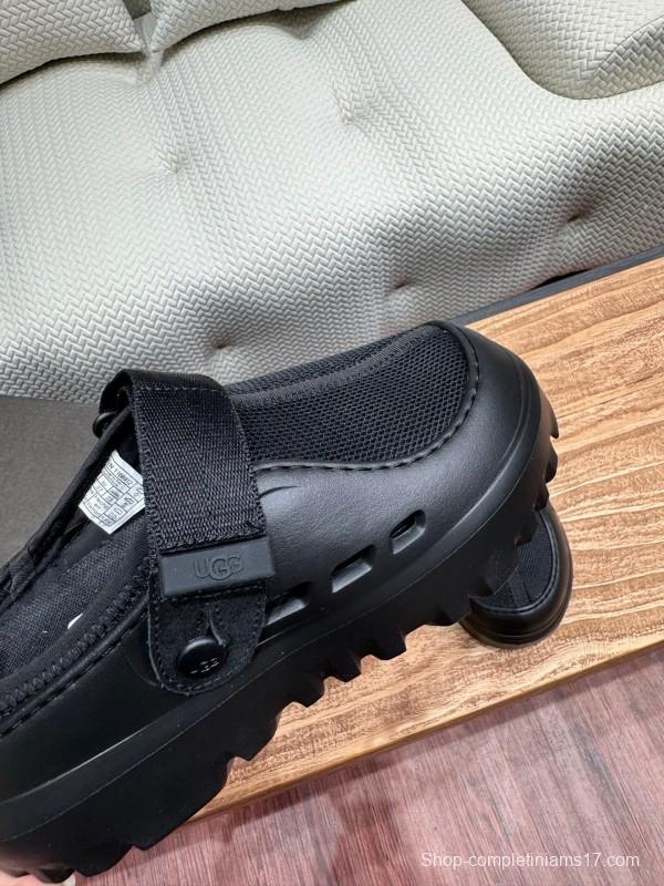 2025 Unisex UGG Black Textile Rubber Slippers Strap KFY00220(F)/KFY00230(M)