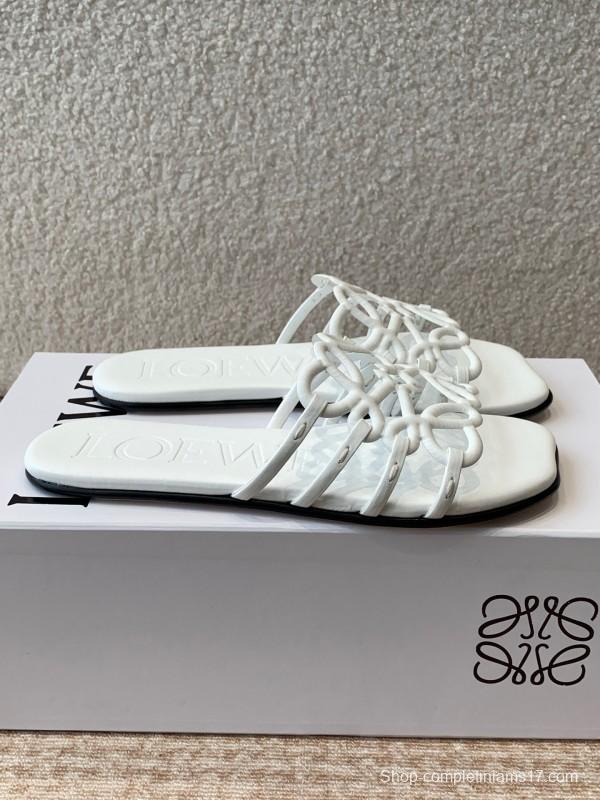 2025 Loewe White Leather Slippers