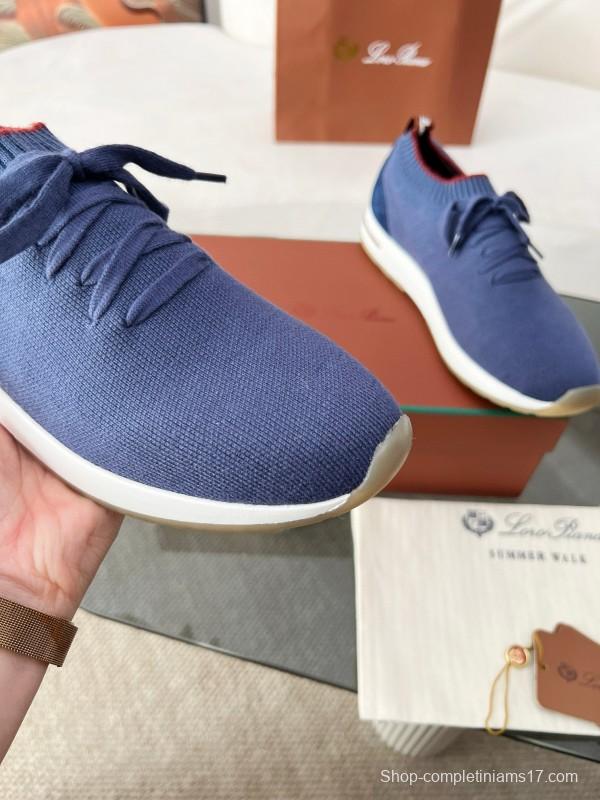 2024 Men Le Parmentier Blue Wool Knit Sneakers MJ00330