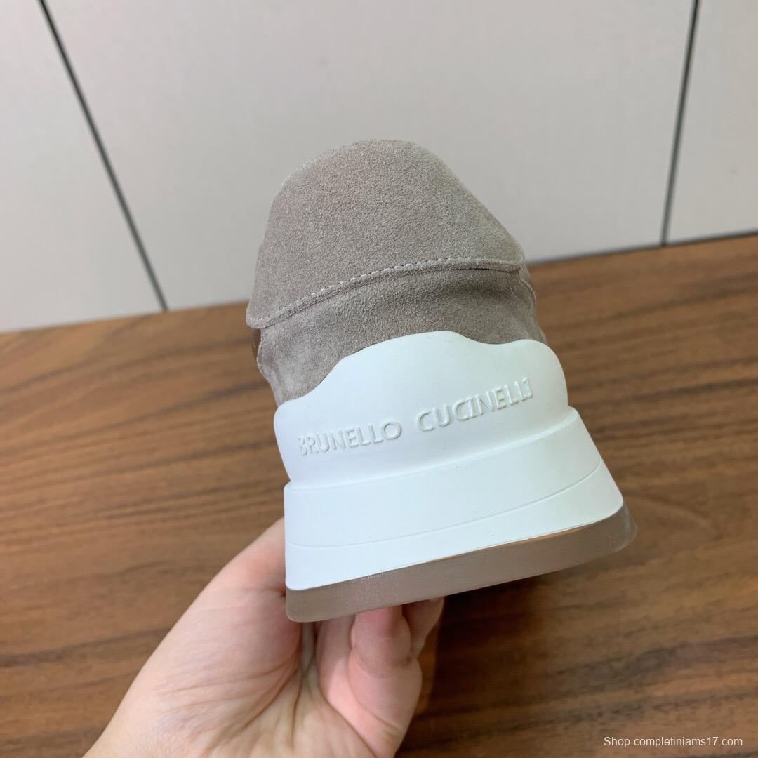 2025 Women Brunello Cucinelli Beige Brown Mesh Leather Sneakers