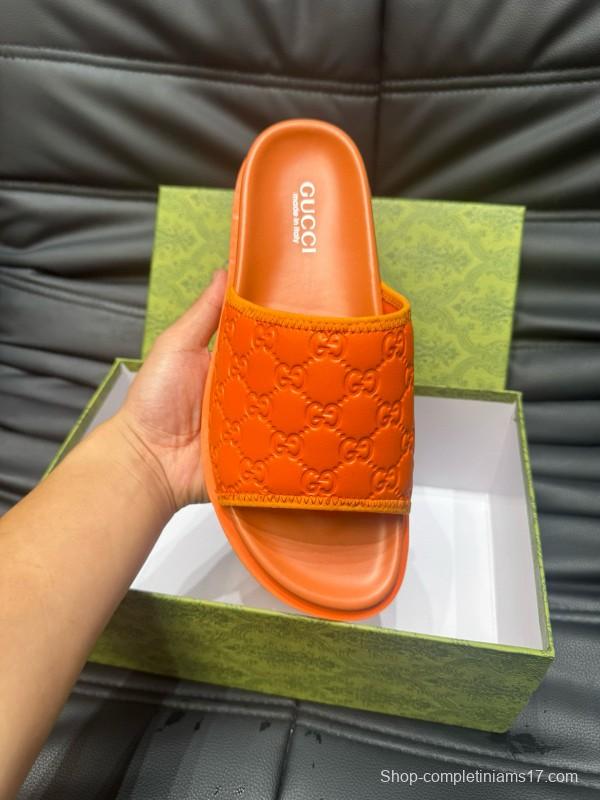 2024 Slippers Gucci Orange Rubber Slippers MJ00200