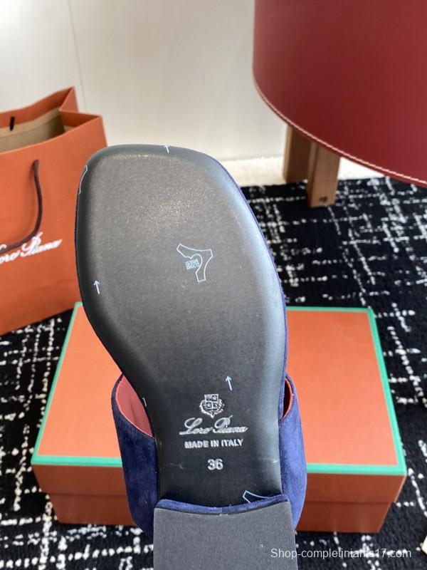 2025 Women Le Parmentier Blue Suede Slippers KFY00280