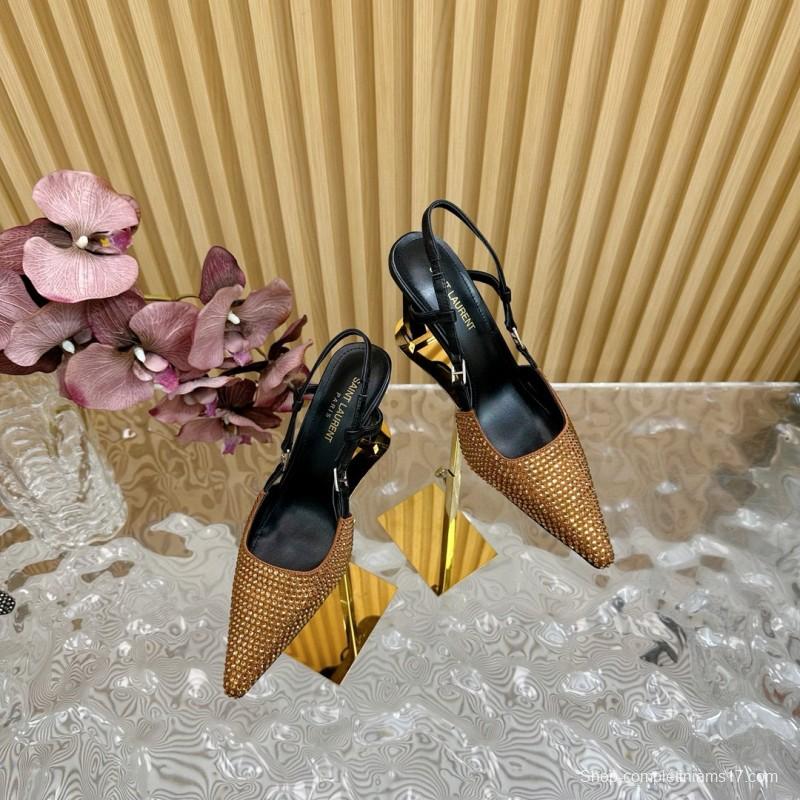 2024 Women Yves Saint Laurent Brown Leather High Heels