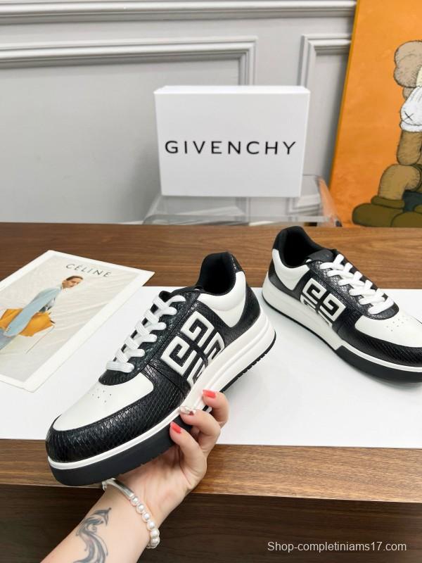 2024 Unisex Givenchy Black White Leather Sneakers