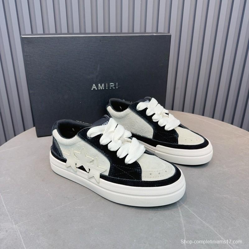 2024 Unisex Amiri Black White Leather Sneakers MJ00300