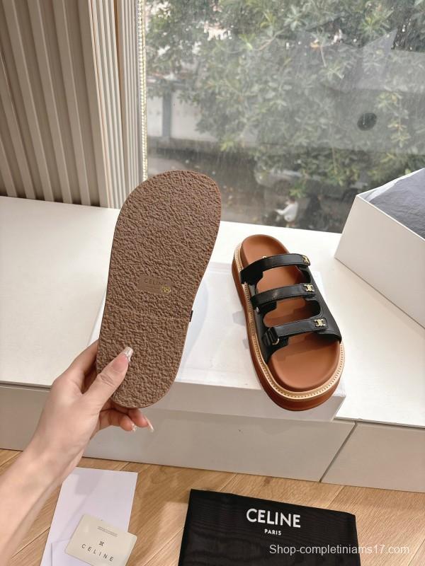 2025 CELINE Black Leather Slippers