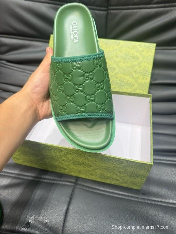 2024 Unisex Gucci Green Leather Mules MJ00200