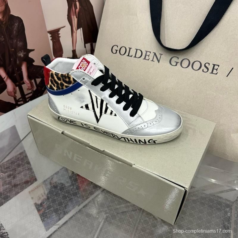 2024 Unisex GGDB White Leopard Blue Leather Suede High-Top Sneakers MJ00300