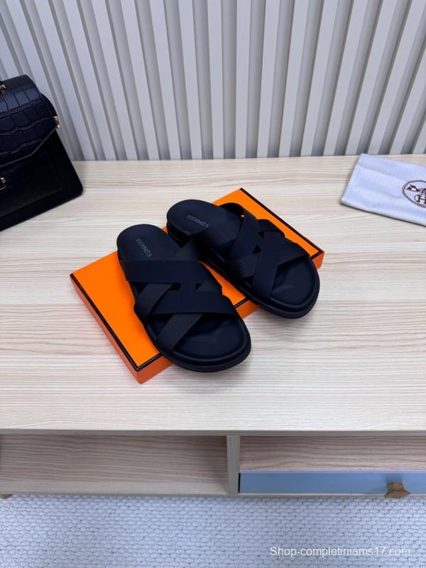 2025 Men HERMÈS Brown Leather Sandals