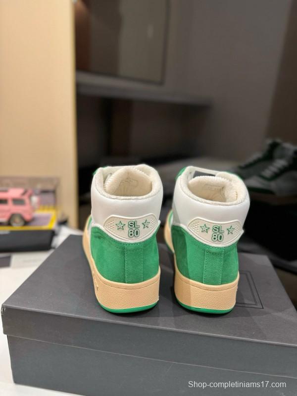 2024 Unisex Yves Saint Laurent White Green Leather Sneakers MJ00390