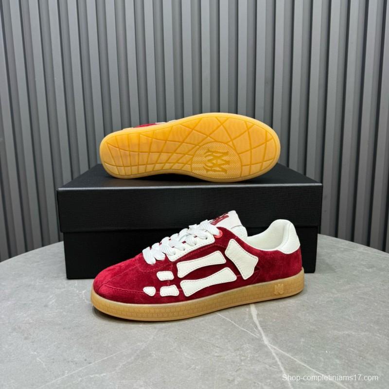 2024 Unisex Amiri Red White Suede Leather Sneakers MJ00300