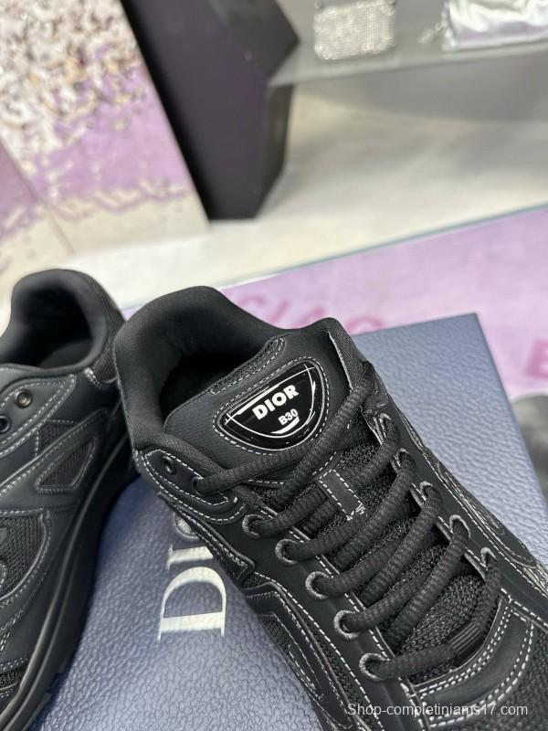 2024 Unisex Dior Black Tech Fabric Mesh B30 Sneakers MJ00330