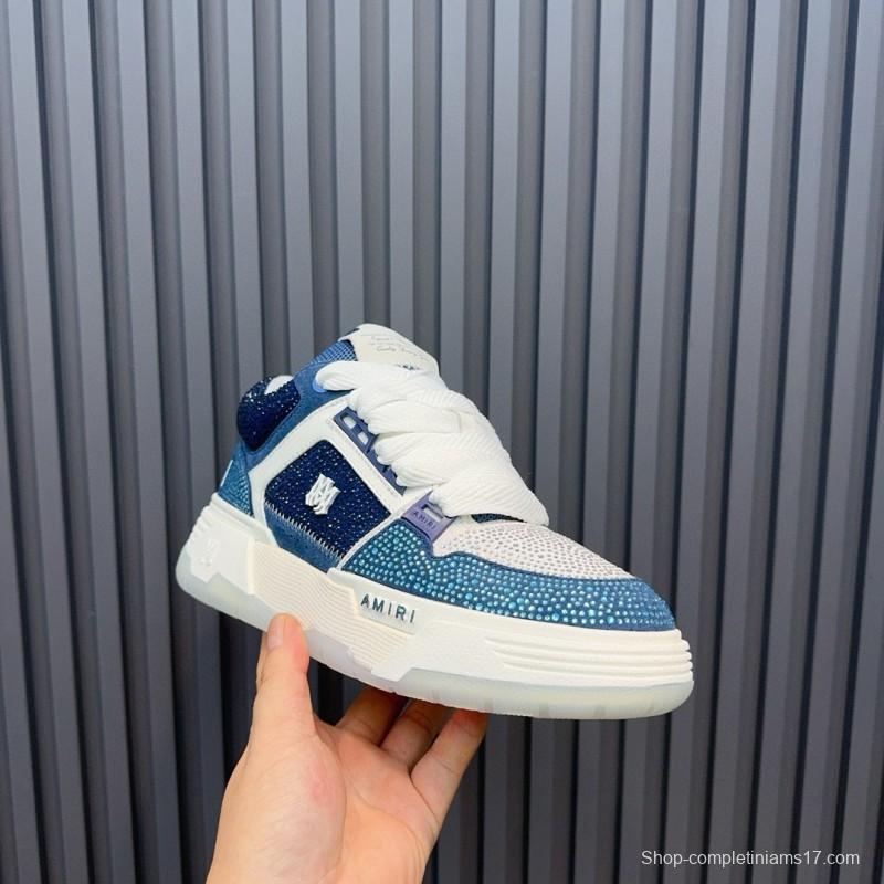 2024 Unisex Amiri Blue White Leather Sneakers MJ00410