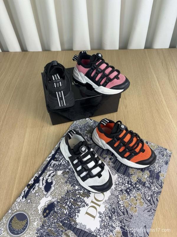 2024 Kids Dolce & Gabbana Black Orange White Pink Fabric Sneakers