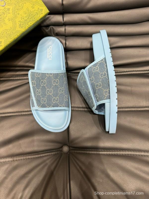 2024 Gucci blue fabric slippers MJ00200
