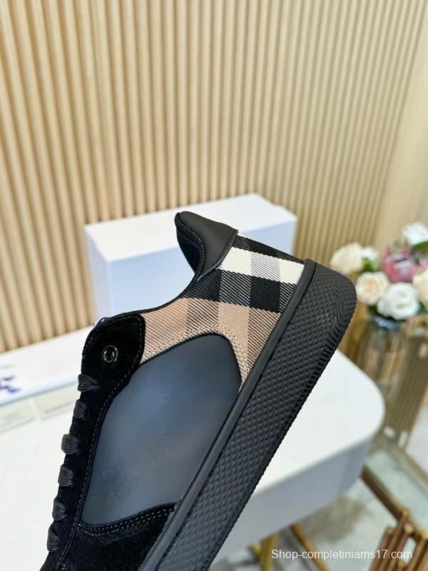 2024 Men Burberry Black Leather Sneakers MJ00320