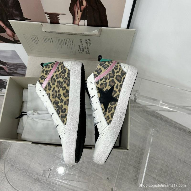 2024 Unisex GGDB Leopard Pink Green Leather Suede High Top Sneakers MJ00300