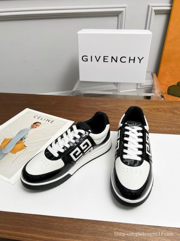 2024 Unisex Givenchy Black White Silk Calfskin Low Top Running Sneakers MJ00380