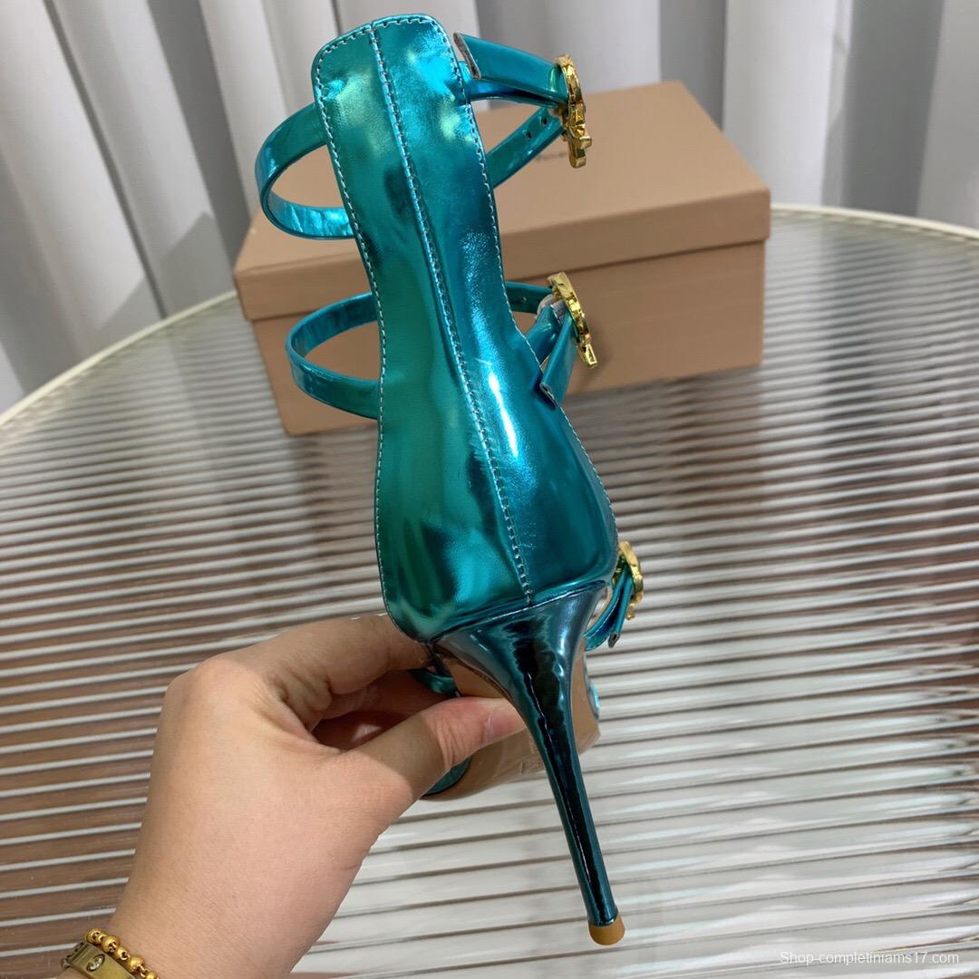 2025 Women Gianvito Rossi Blue Leather High Heel Sandals