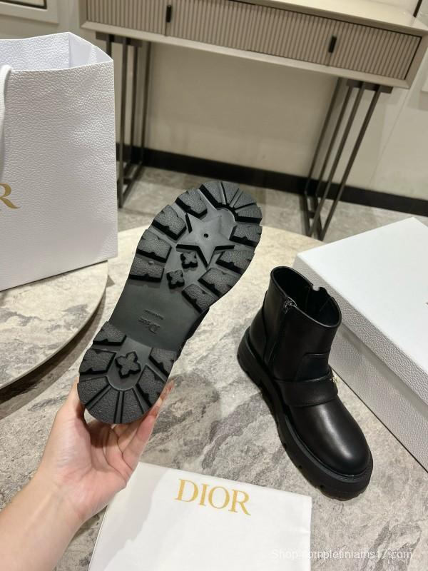 2024 Women Dior Black Calfskin Leather Ankle Boots Hardware MJ00430