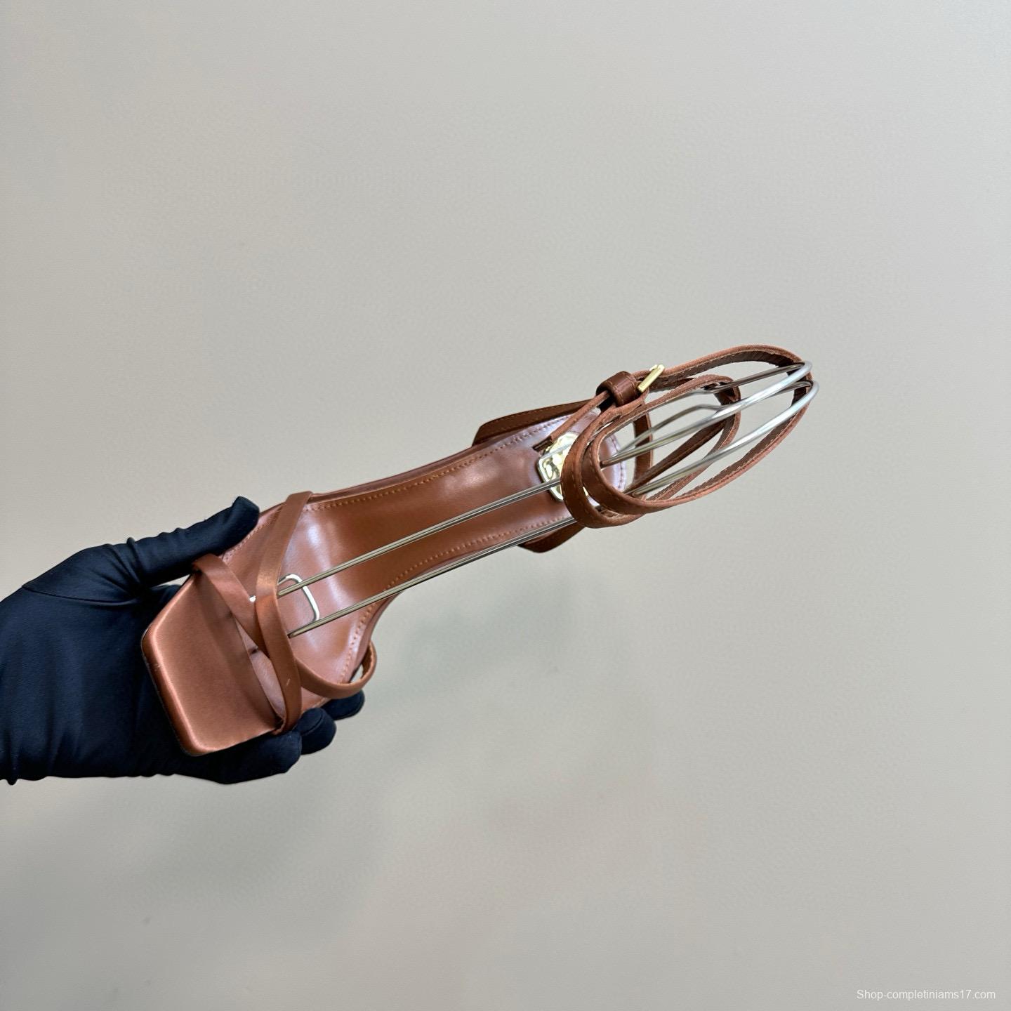 2025 Women Yves Saint Laurent Brown Leather Sandals MJ00290