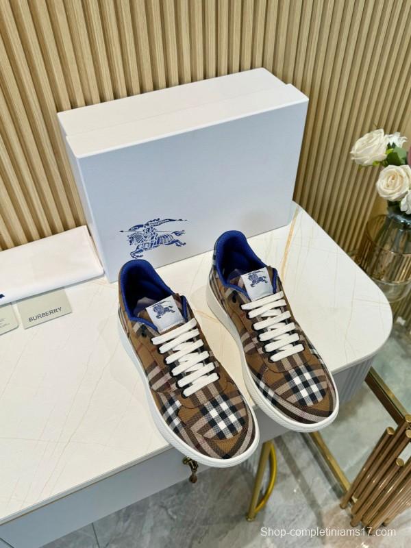 2024 Men Burberry Brown Black White Canvas Casual Sneakers MJ00320