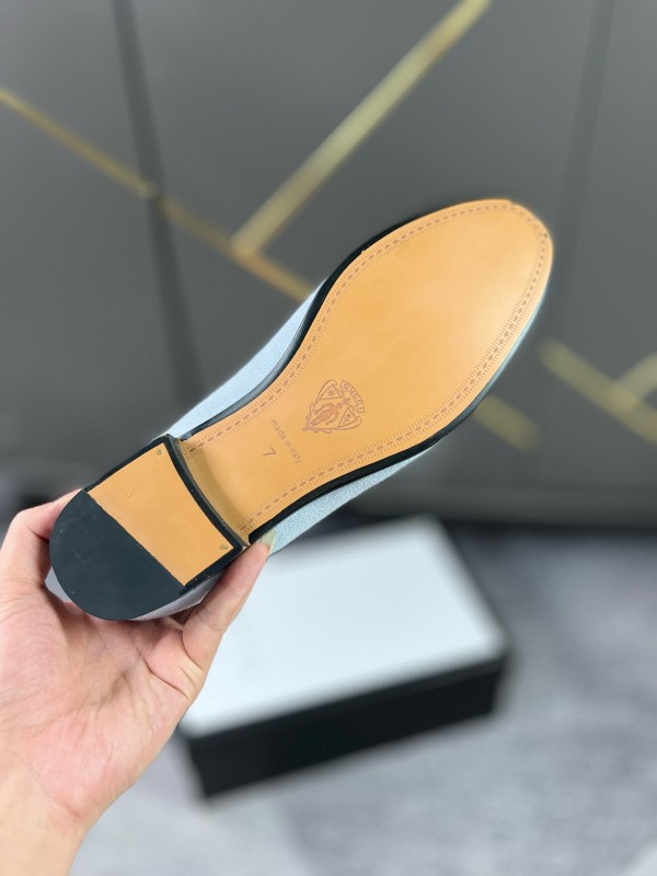 2024 Women Gucci Light Blue Suede Loafers MJ00280
