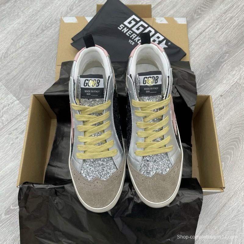 2024 Unisex GGDB pink black silver glitter suede leather high top sneakers MJ00300
