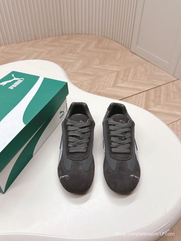 2025 Women Puma Grey White Suede Mesh Sneakers LY00280